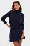 Navy Cashmere Turtleneck Sweater