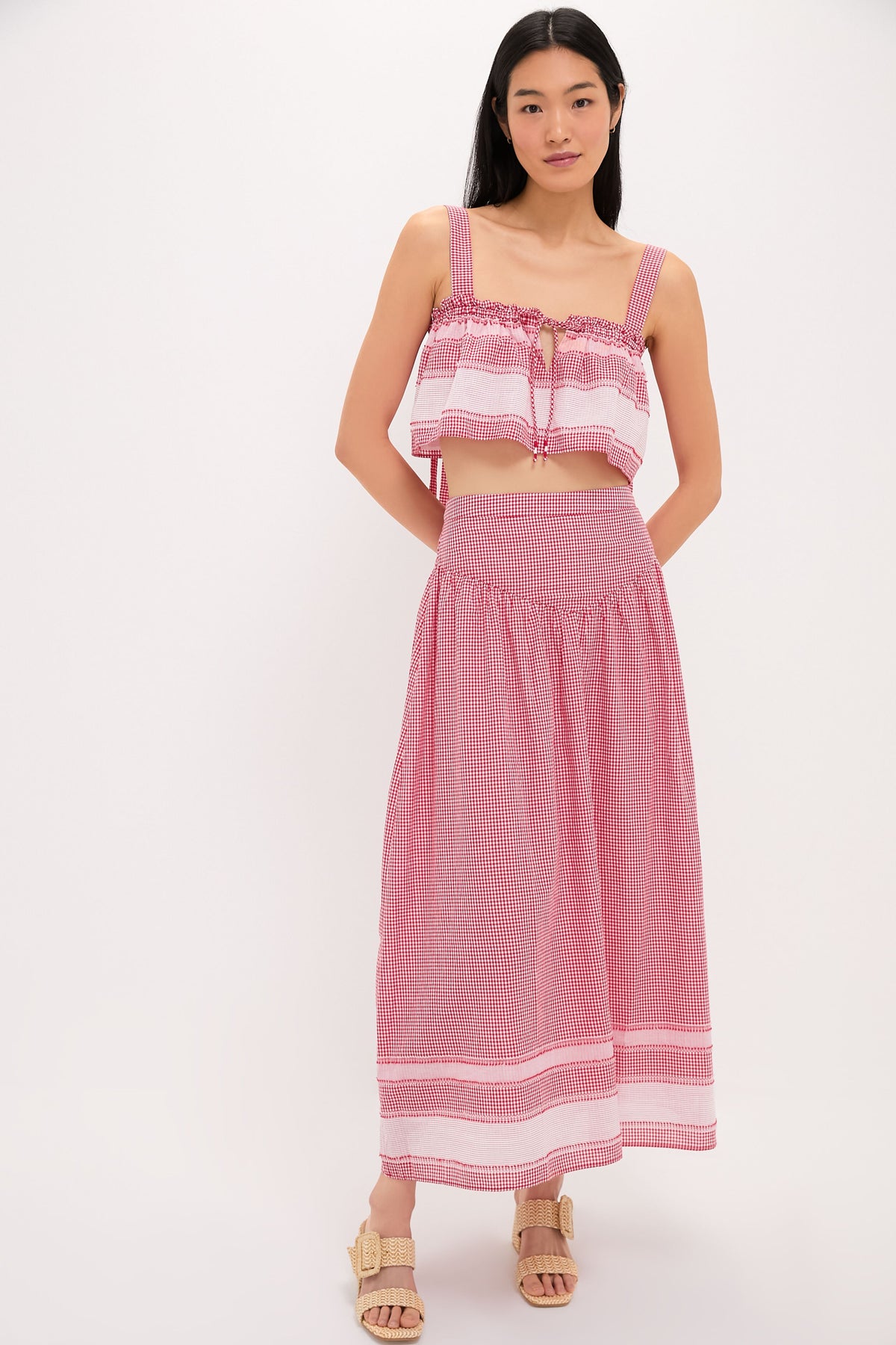 Red and White Judy Skirt Set