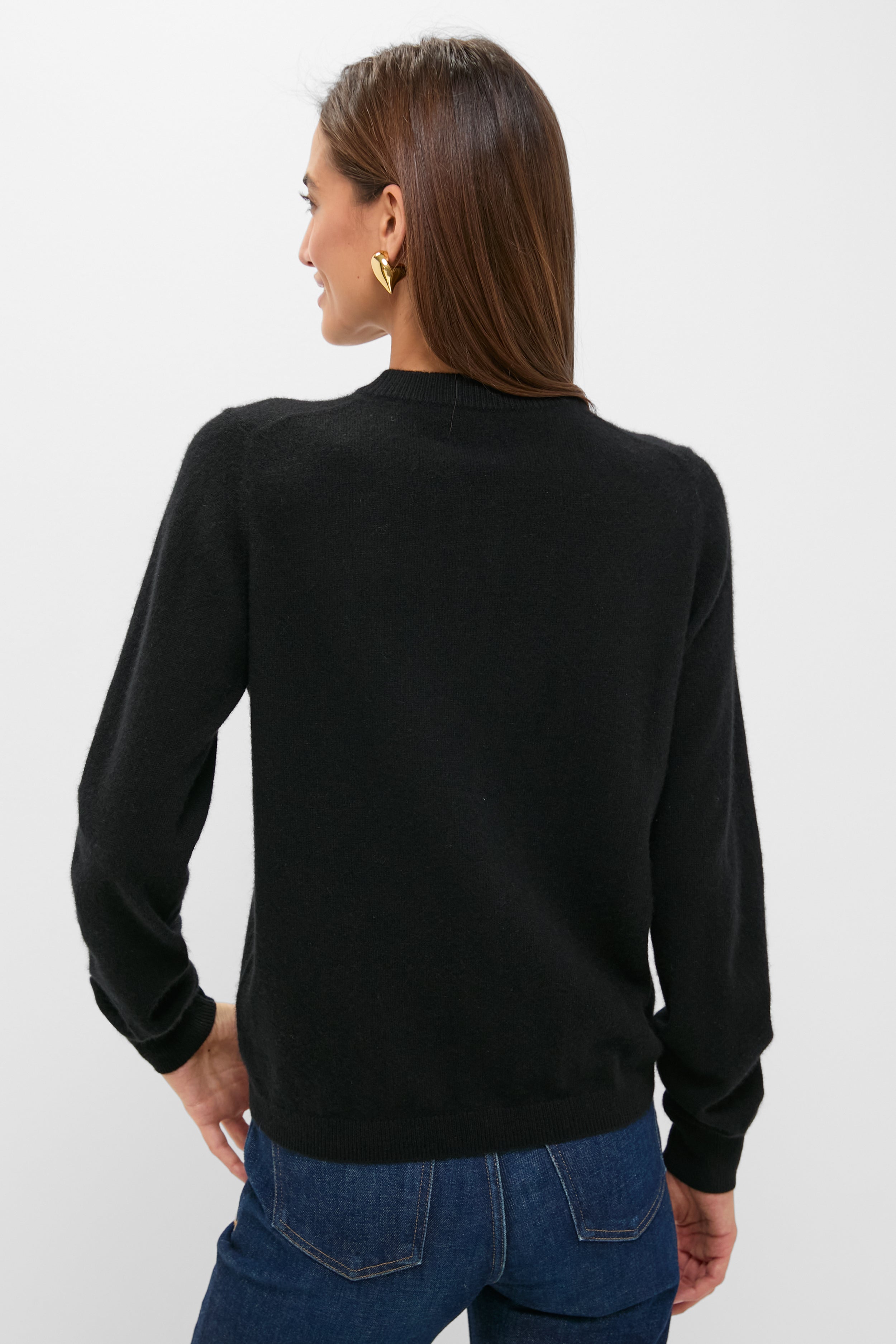 Black Cashmere Covered Button Quinn Cardigan | Tuckernuck