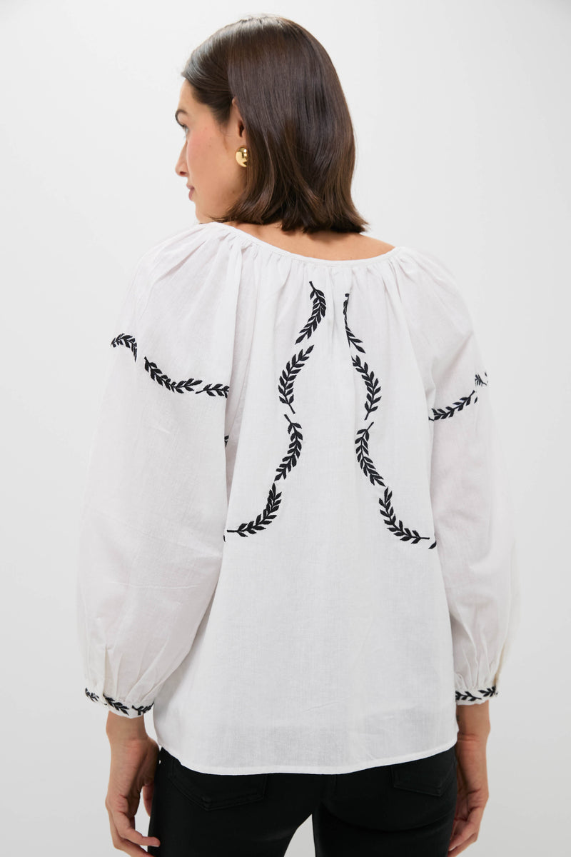 Salt Organic Lucy Dove Embroidery Blouse