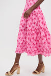 Pink & Raspberry Ginkgo Floral Augustine Midi Dress