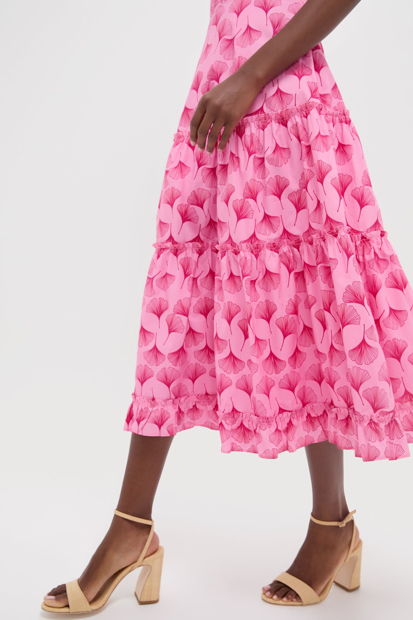 Pink & Raspberry Ginkgo Floral Augustine Midi Dress | Hyacinth House