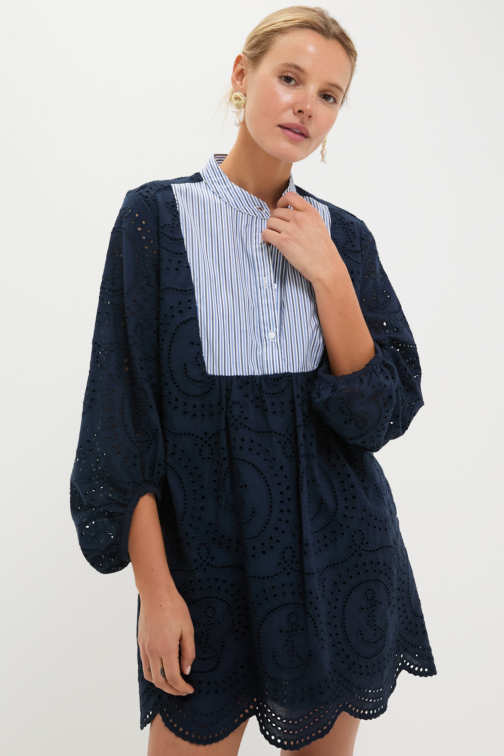 Navy Nautical Eyelet Mini Calliope Dress | Tuckernuck Navy Nautical Eyelet Mini Calliope Dress | Tuckernuck