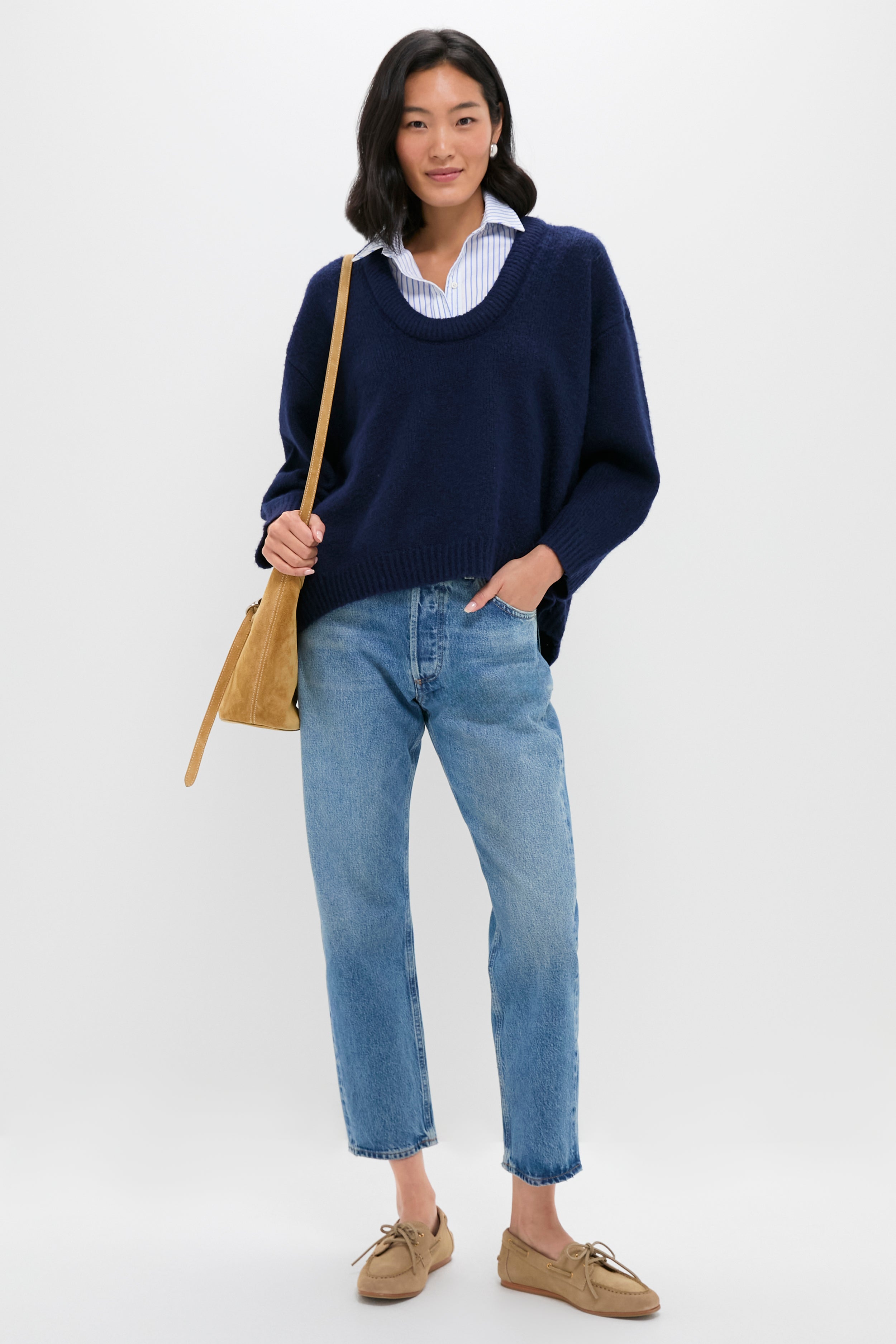Navy Removable Collar Dickey Sweater | Pomander Place