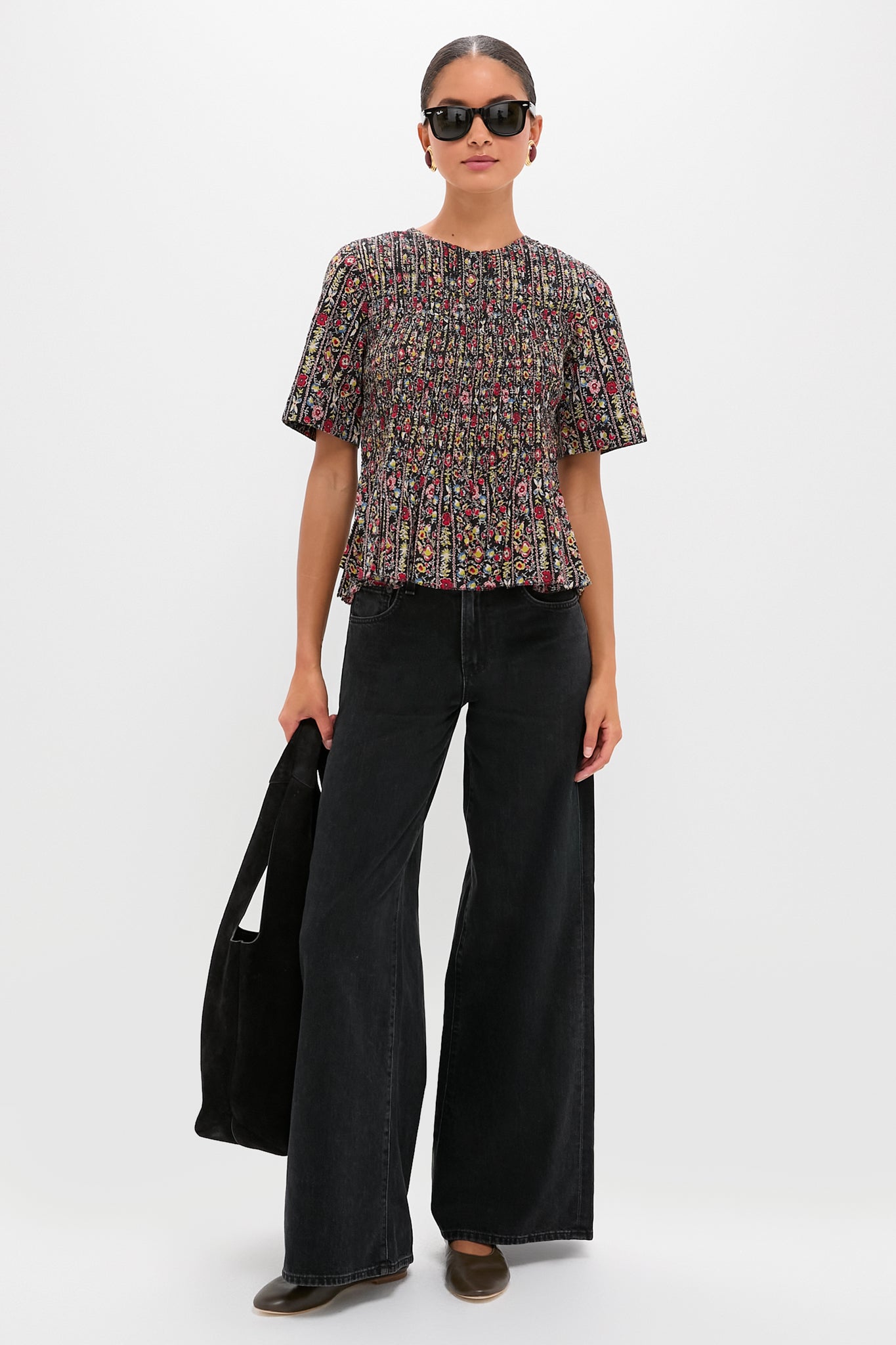 Garland Print Smocked Flounce Top