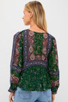 Green Melba Print Long Sleeve Top