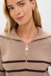 Tan & Brown Stripe Jasper Quarter Zip Sweater