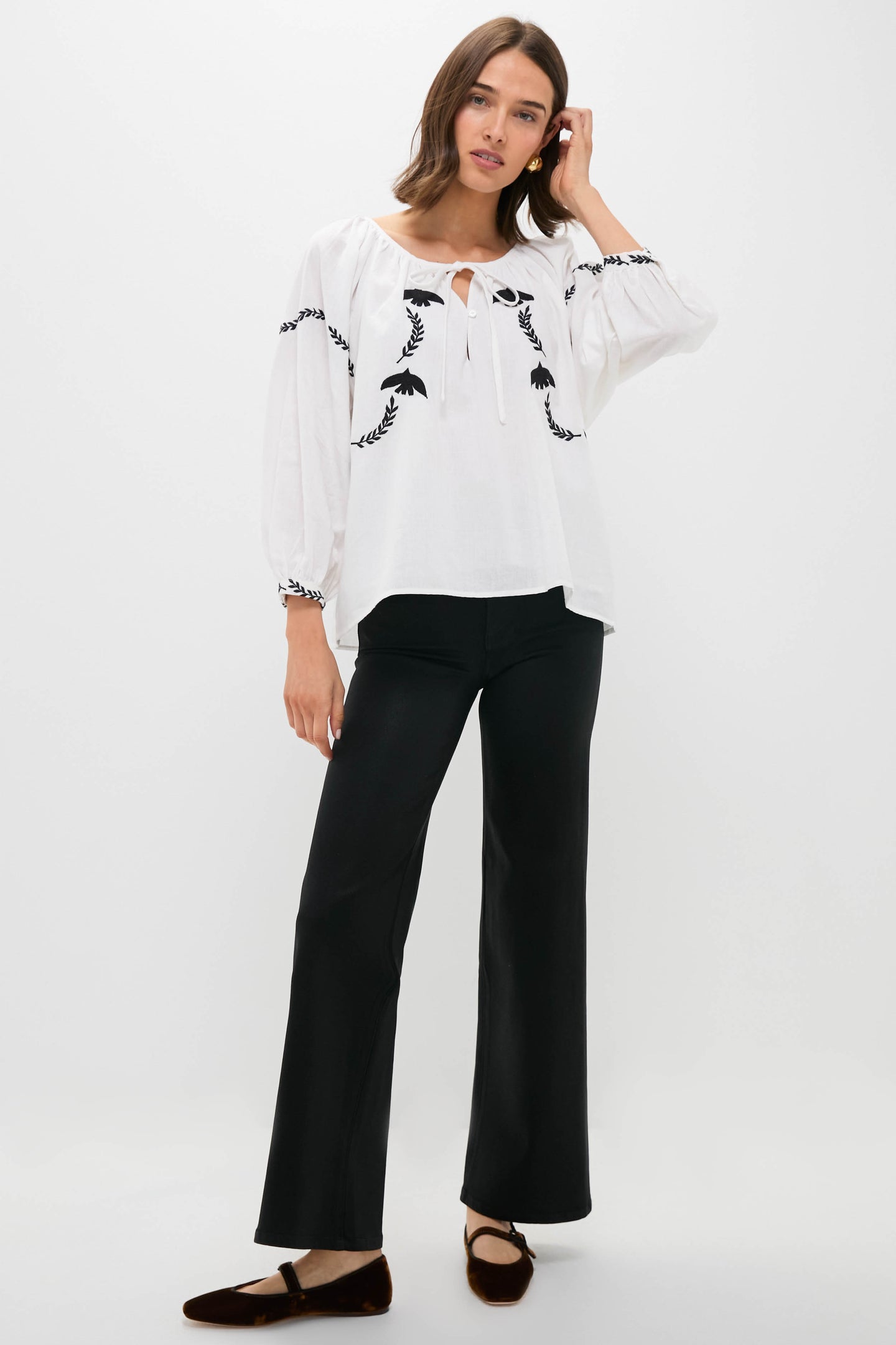 Salt Organic Lucy Dove Embroidery Blouse