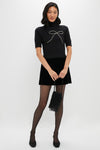 Black Silver Merrill Bow Short Sleeve Sweater