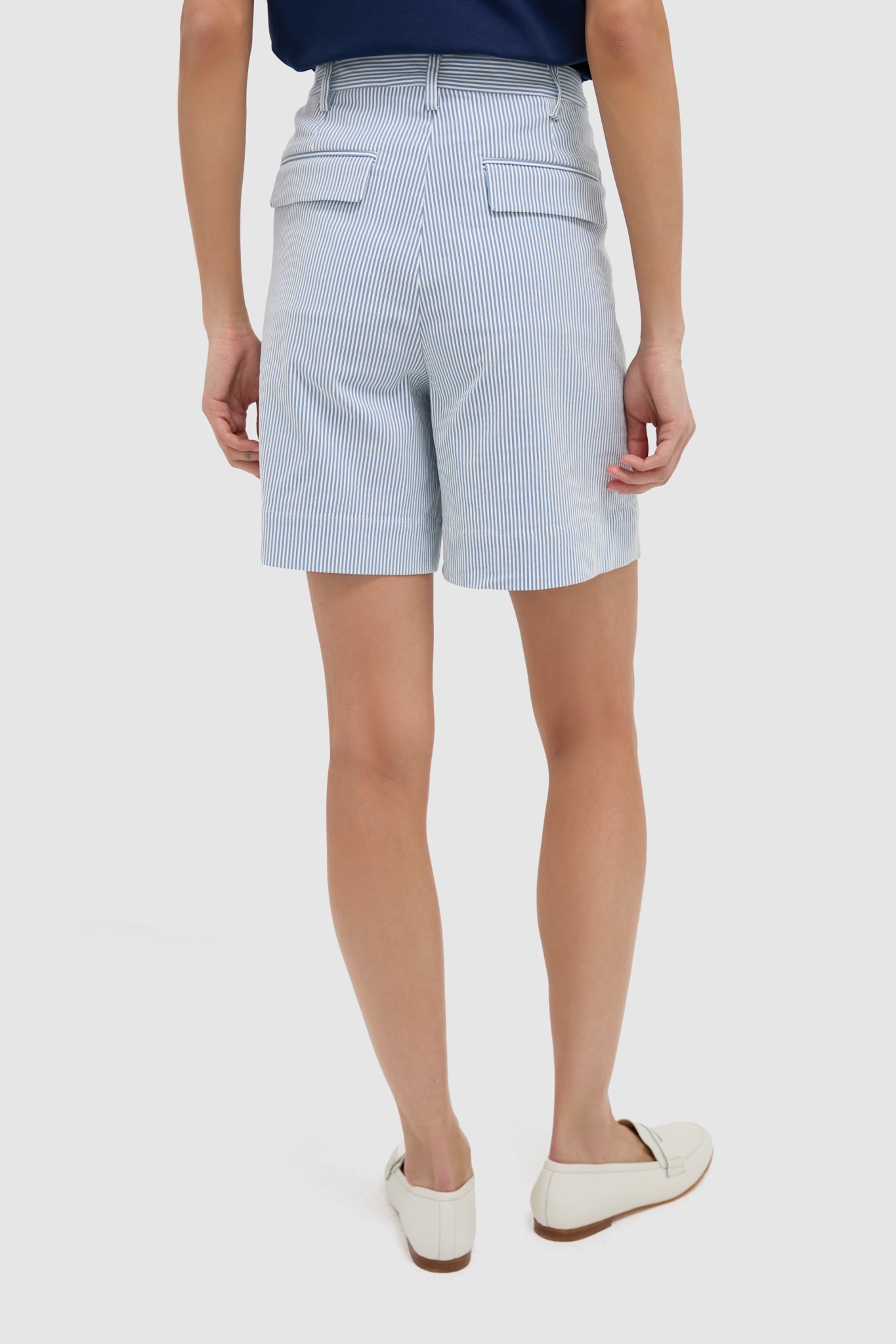 Blue Stretched Stripe Bedford Cord Felix Short