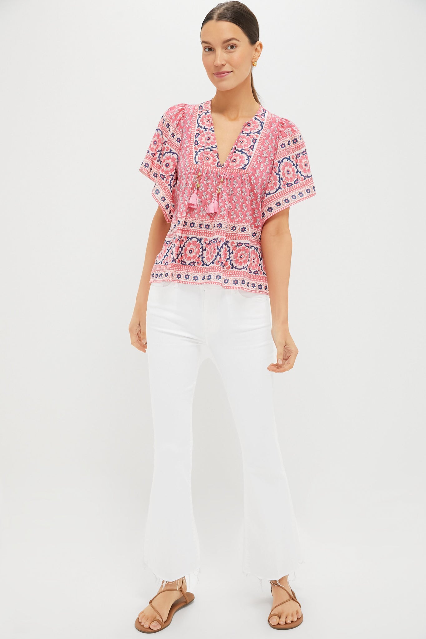 Pink Navy Printed Angel Top