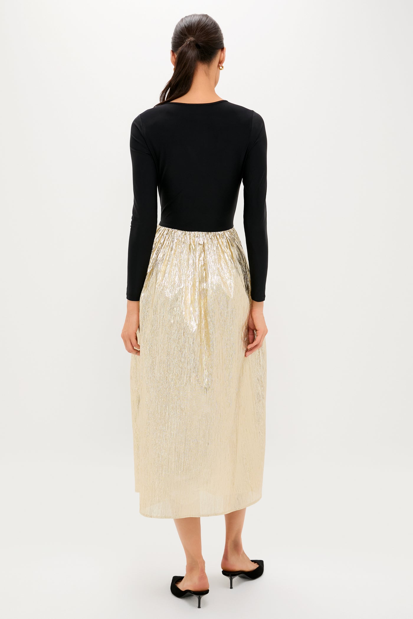 Hyacinth House Gold Plisse & Black Mixed Media Schuyler Maxi Dress Gold Plisse / M Hyacinth House Gold Plisse & Black Mixed Media Schuyler Maxi Dress Gold Plisse / M