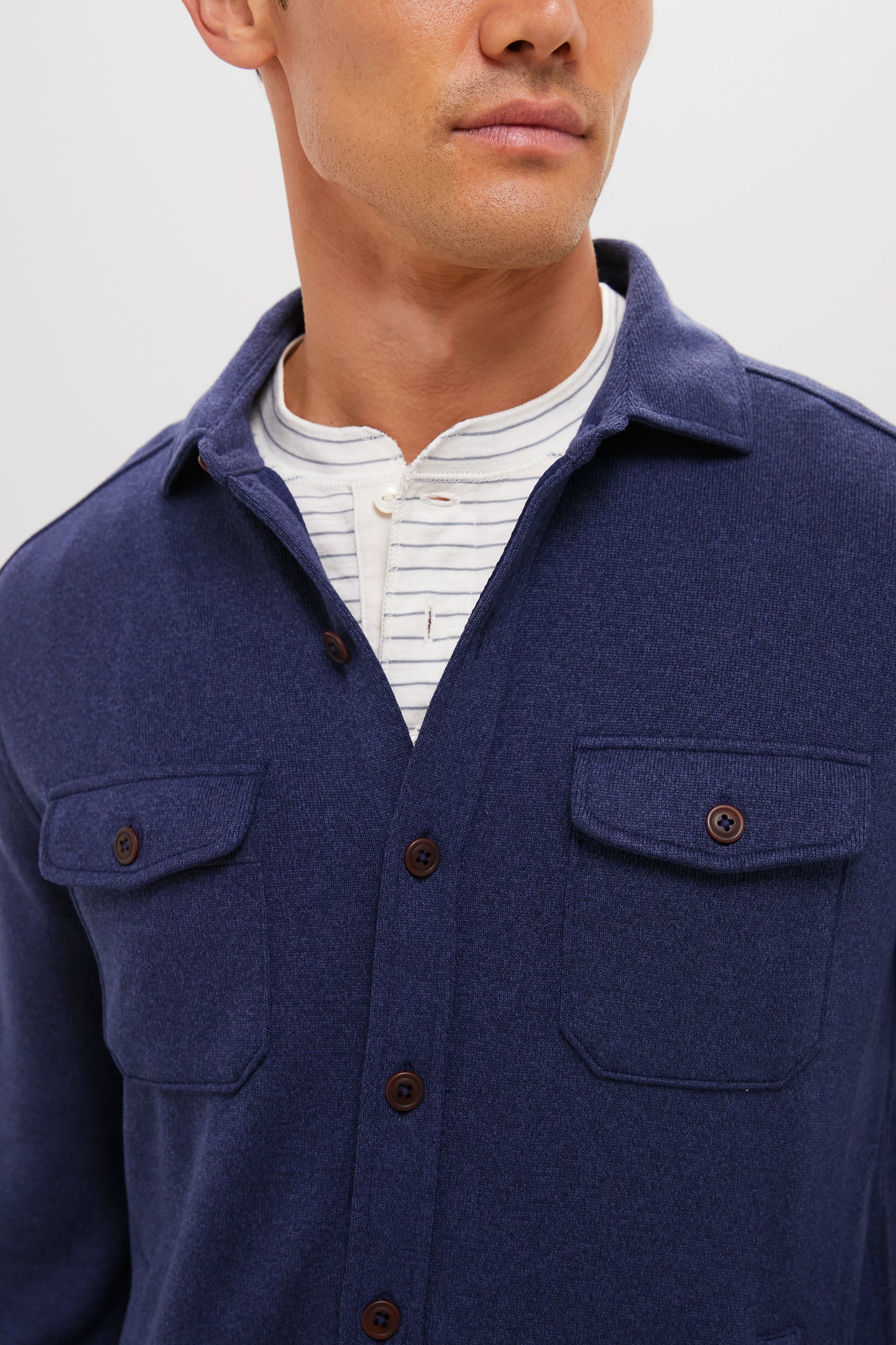Navy Crown Sweater Fleece Shirt Jacket