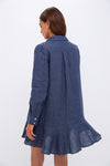 Dark Navy Stripe Linen Callahan Shirt Dress
