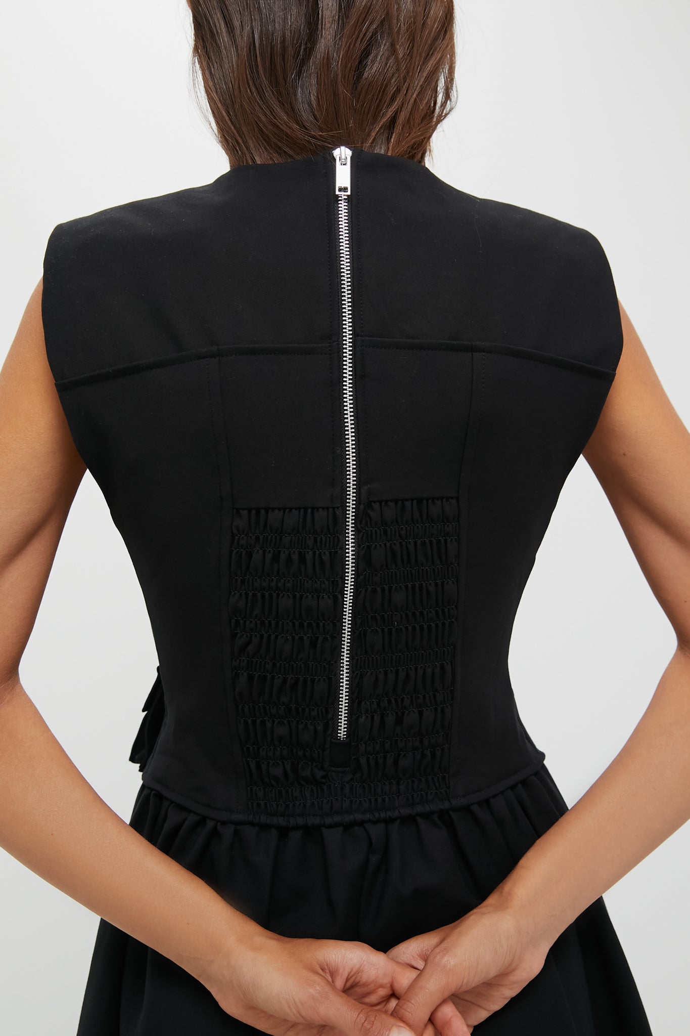 Black Heavy Cotton Tailoring Corset Midi Dress | GANNI Black Heavy Cotton Tailoring Corset Midi Dress | GANNI