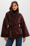 Chocolate Quilted Velvet Simone Wrap Jacket