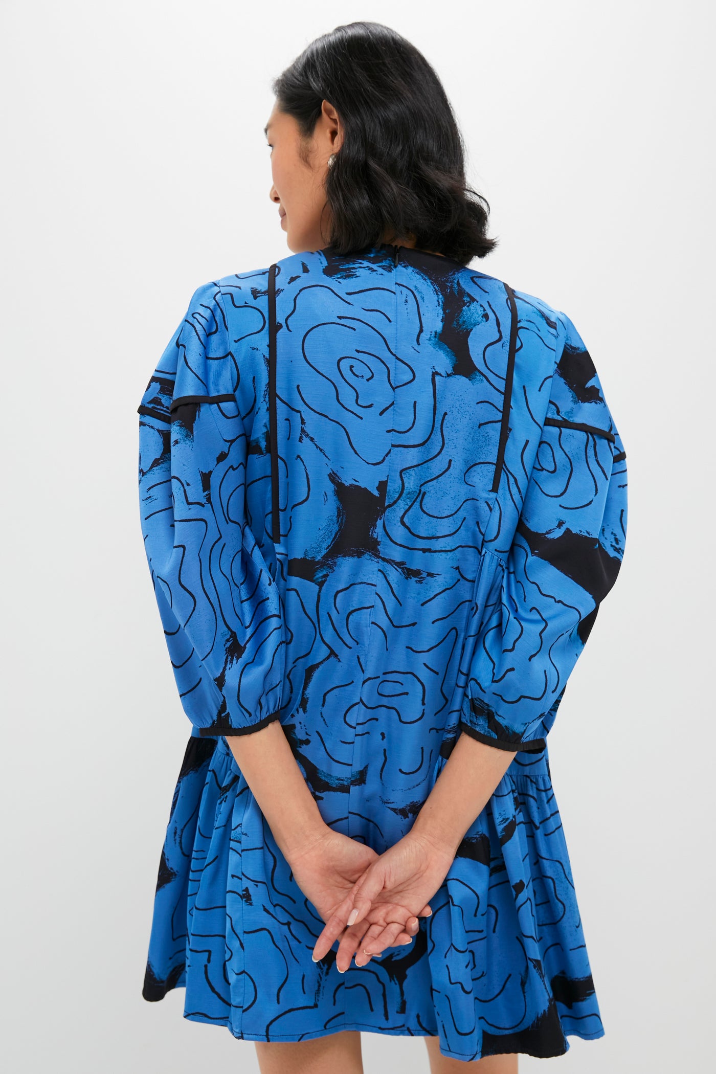 Steel Blue Rose Printed Eden Dress | LOVEBIRDS Steel Blue Rose Printed Eden Dress | LOVEBIRDS