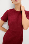 Burgundy Shimmer Boucle Pinot Midi Dress