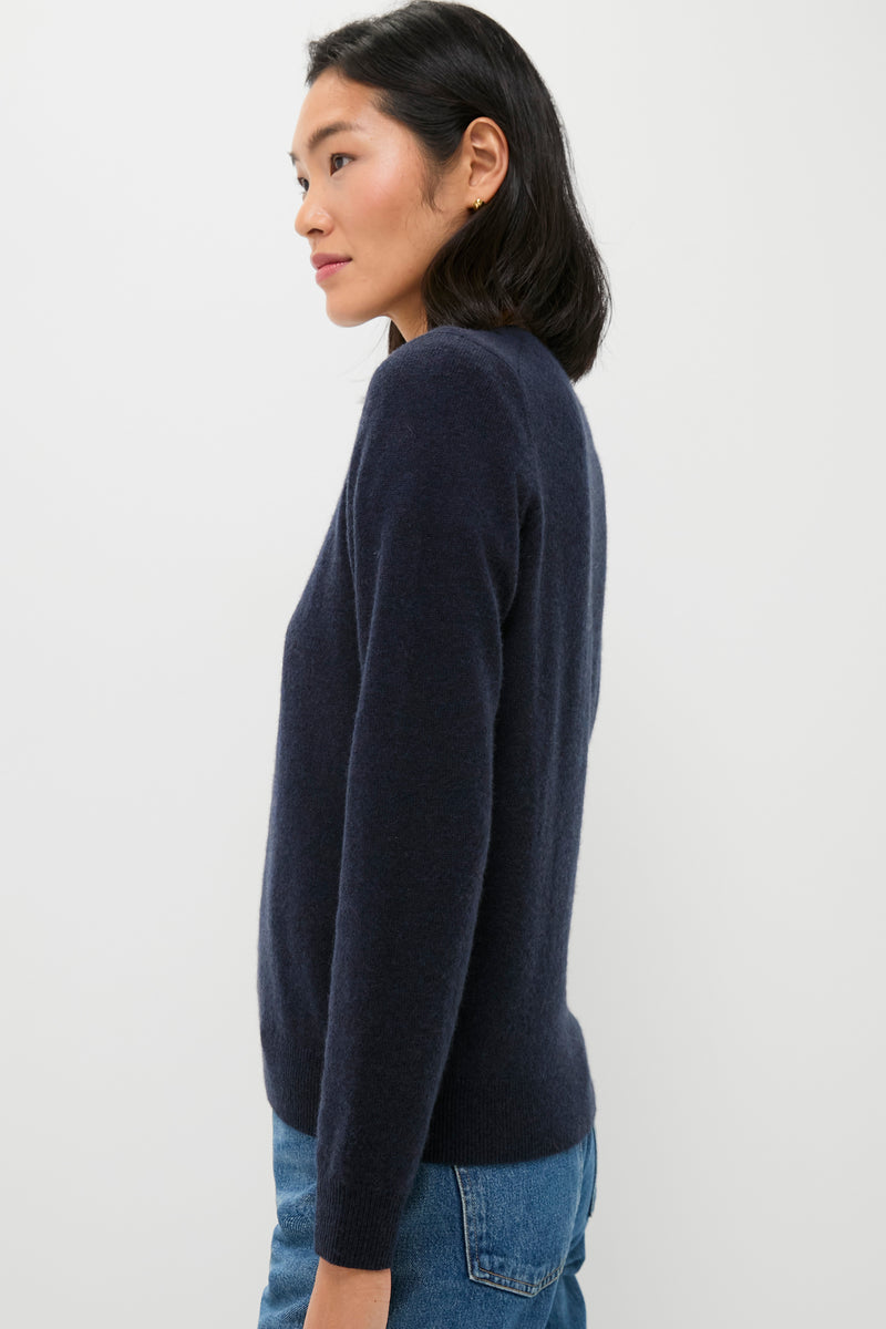 Navy Cashmere Crewneck Sweater