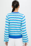 Aqua Wavy Stripe Callie Crewneck
