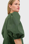 Green Solid Puff-Sleeved Blouse