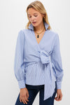 Continental Stripe Tie Front Bow Bea Blouse