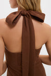 Brown Linen Balliet Mini Dress