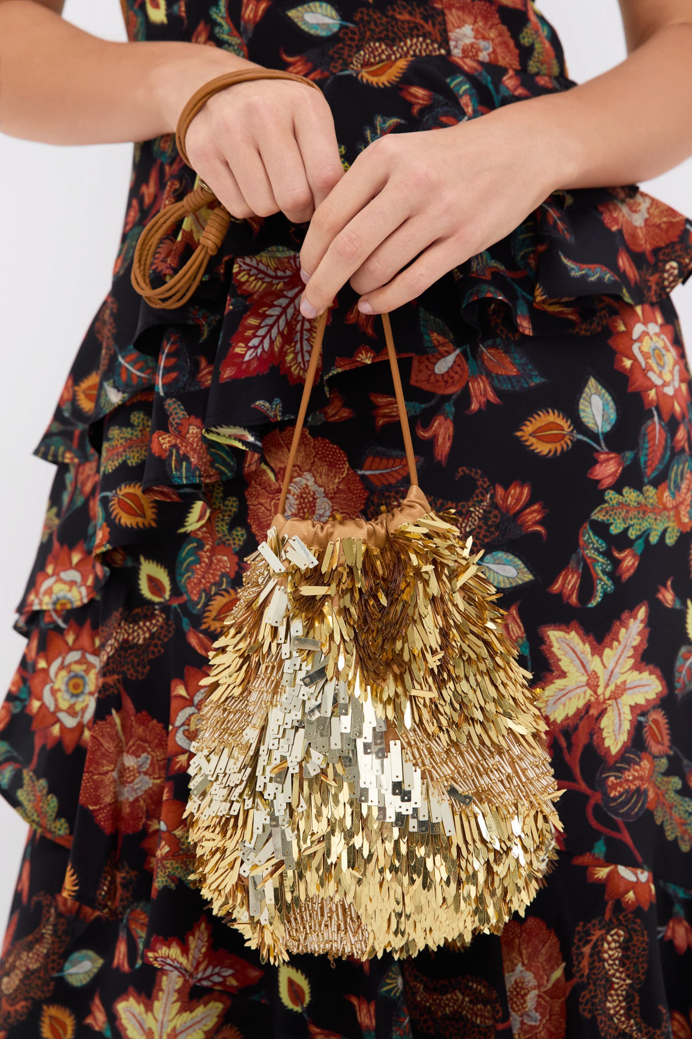 Gilt Celeste Paillette Drawstring Bag