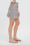 Dove Stripe Linen Ruffle Amira Mini Skirt