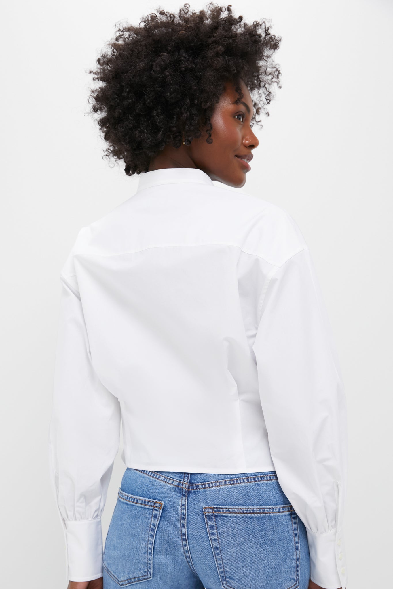 White Cotton Poplin Woven Long Sleeve Collared Sport Shirt