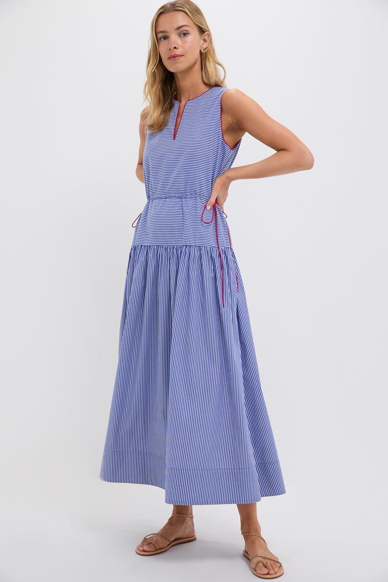Royal Blue and White Stripe Charlotte Maxi Dress