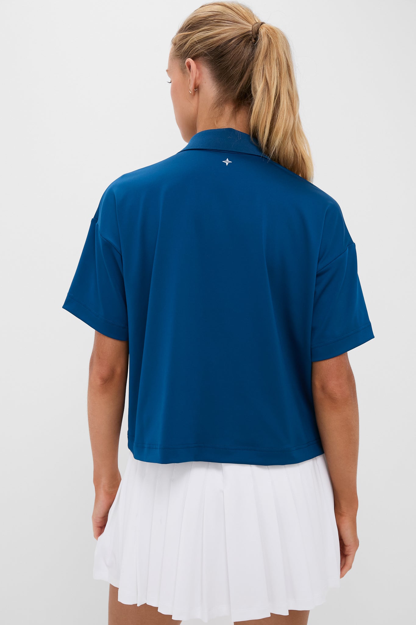 Harbor Blue Cropped Performance Jersey Caroline Polo