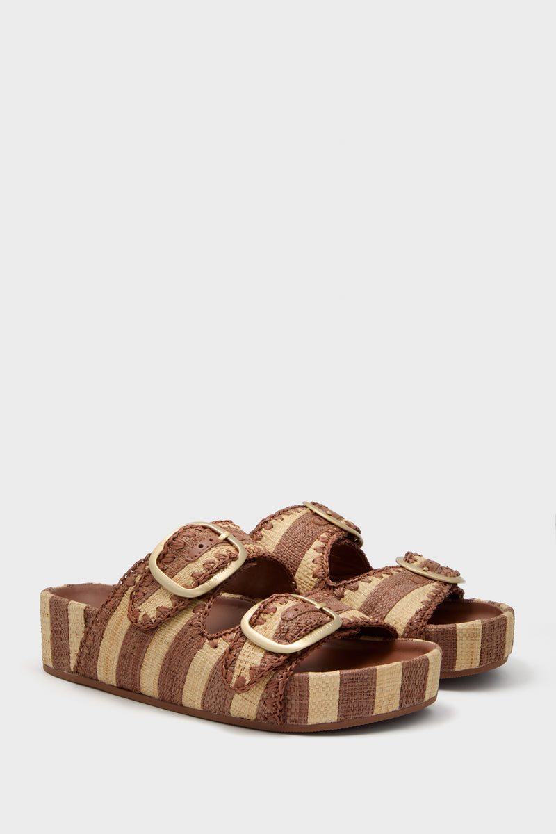 Brown Striped Theo Sandals
