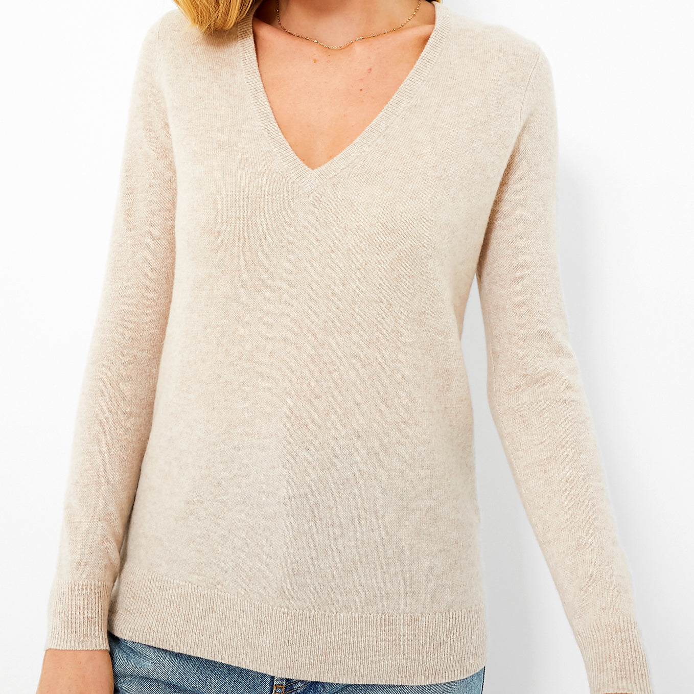 Sandstone Cashmere V-Neck Sweater | Tuckernuck
