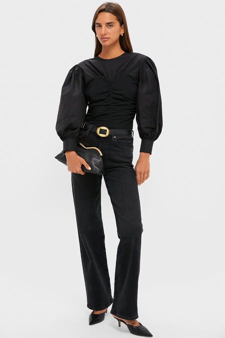 Black Vintage Brass Buckle Belt