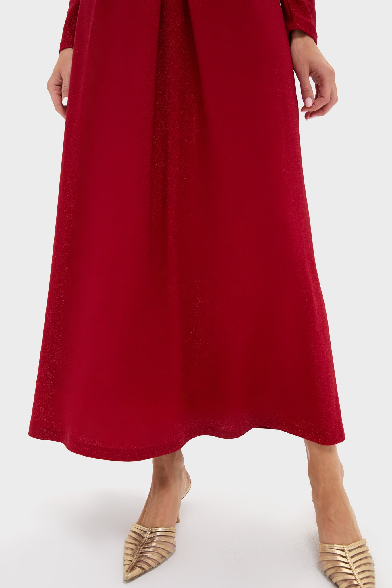 Red Shimmer V-Neck Angelina Gown