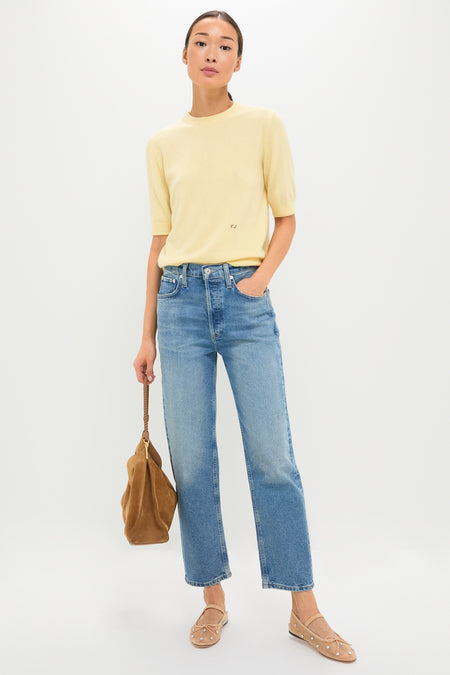 Caramel Mesh with Clear Rhinestone Leonie Flats