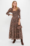 Brown Floral Jocelyn Maxi Dress