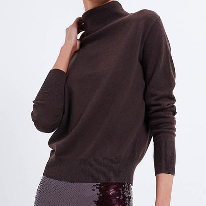 Chocolate Cashmere Turtleneck Sweater