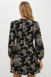 Black Multi Floral Sophia Mini Dress