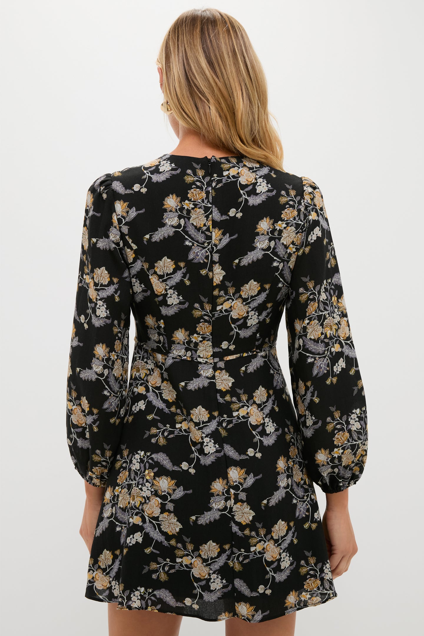 Black Multi Floral Sophia Mini Dress