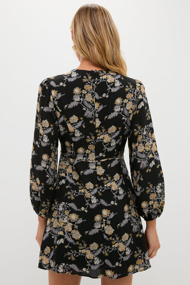 Black Multi Floral Sophia Mini Dress