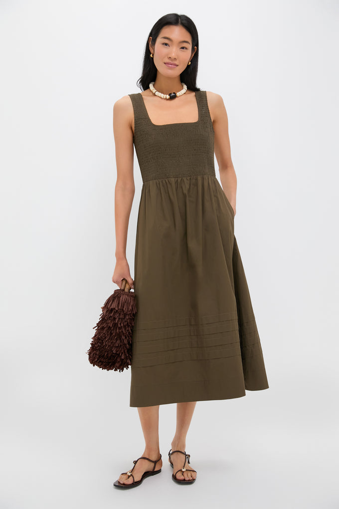 tuckernuck olive green alice dress Tuckernuck | Dresses | Tuckernuck New Olive Green Alice Puff Sleeve Collared Classic Midi Dress Xxs