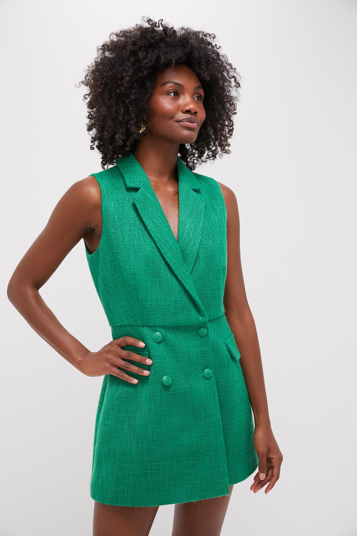 Kelly Green Tweed Campbell Romper | Pomander Place