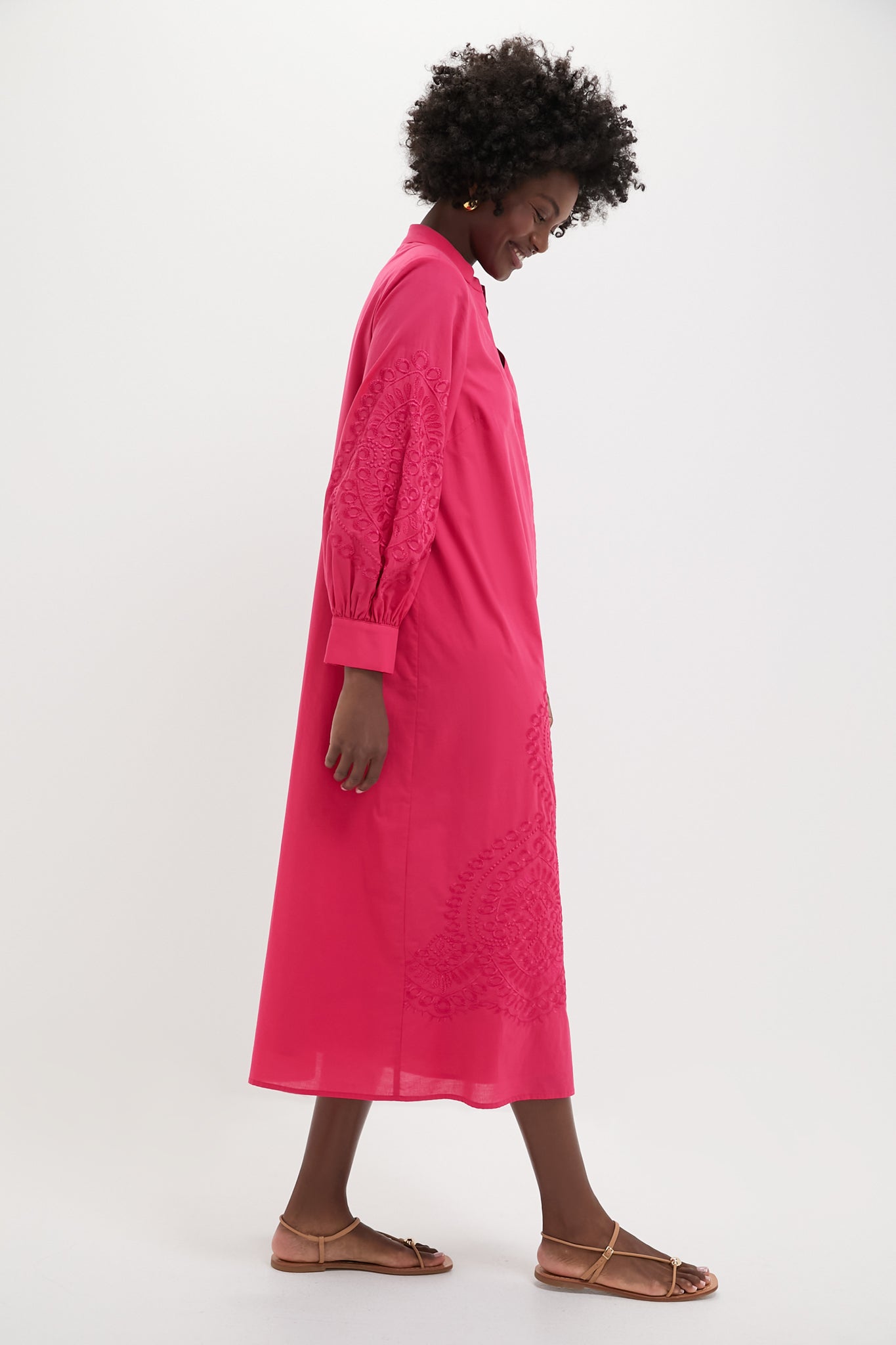 Guava Embroidered Wisteria Caftan
