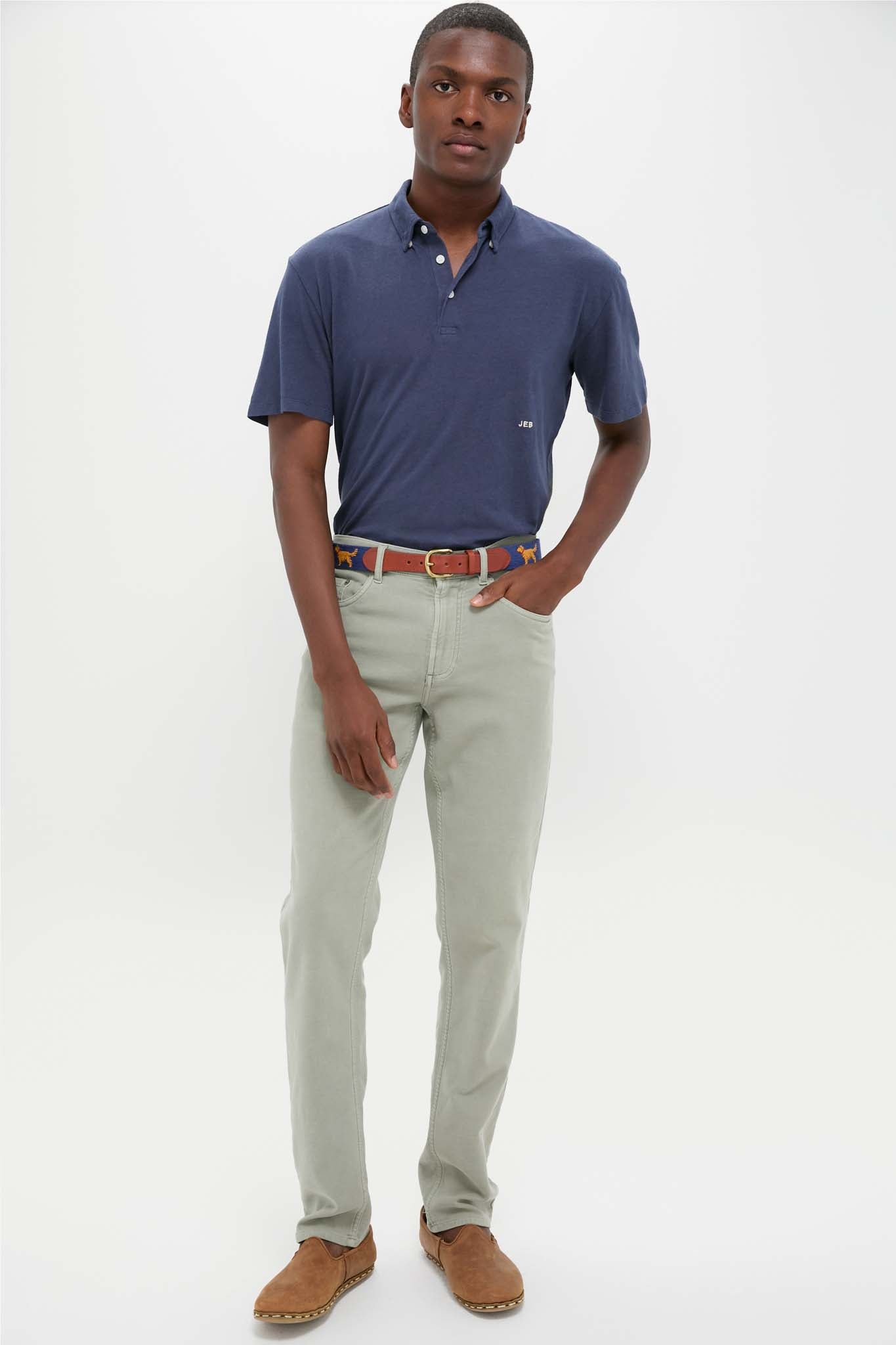 Classic Navy Golden Retriever Needlepoint Belt