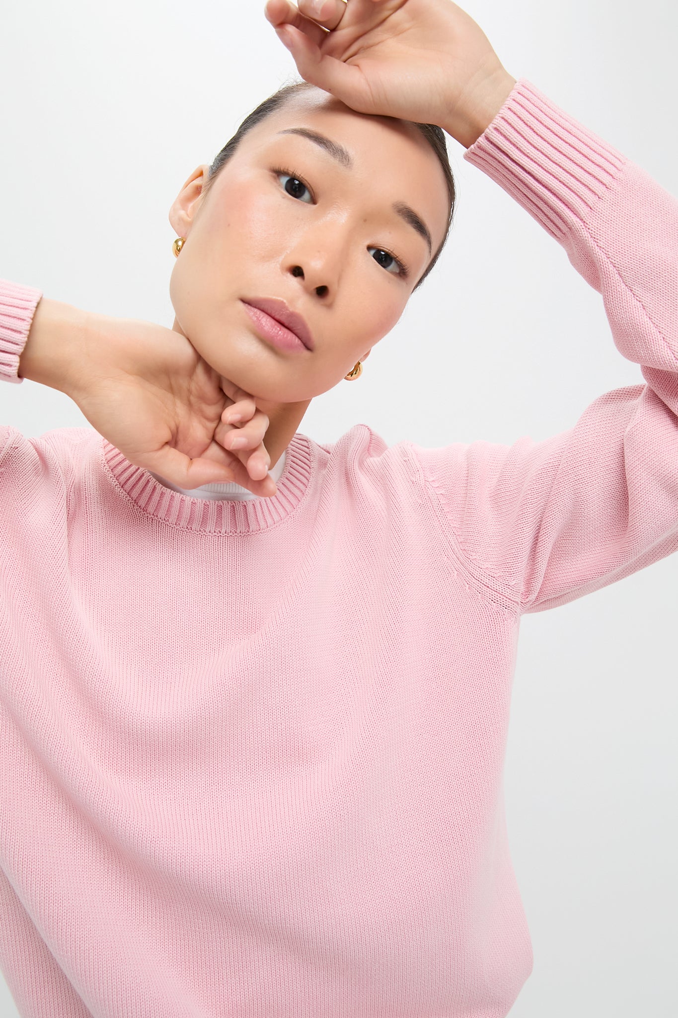 Pink Stone Washed Cotton Anne Crewneck Sweater