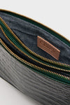 Deep Pine Embossed Croco Margot Double Sac Bretelle