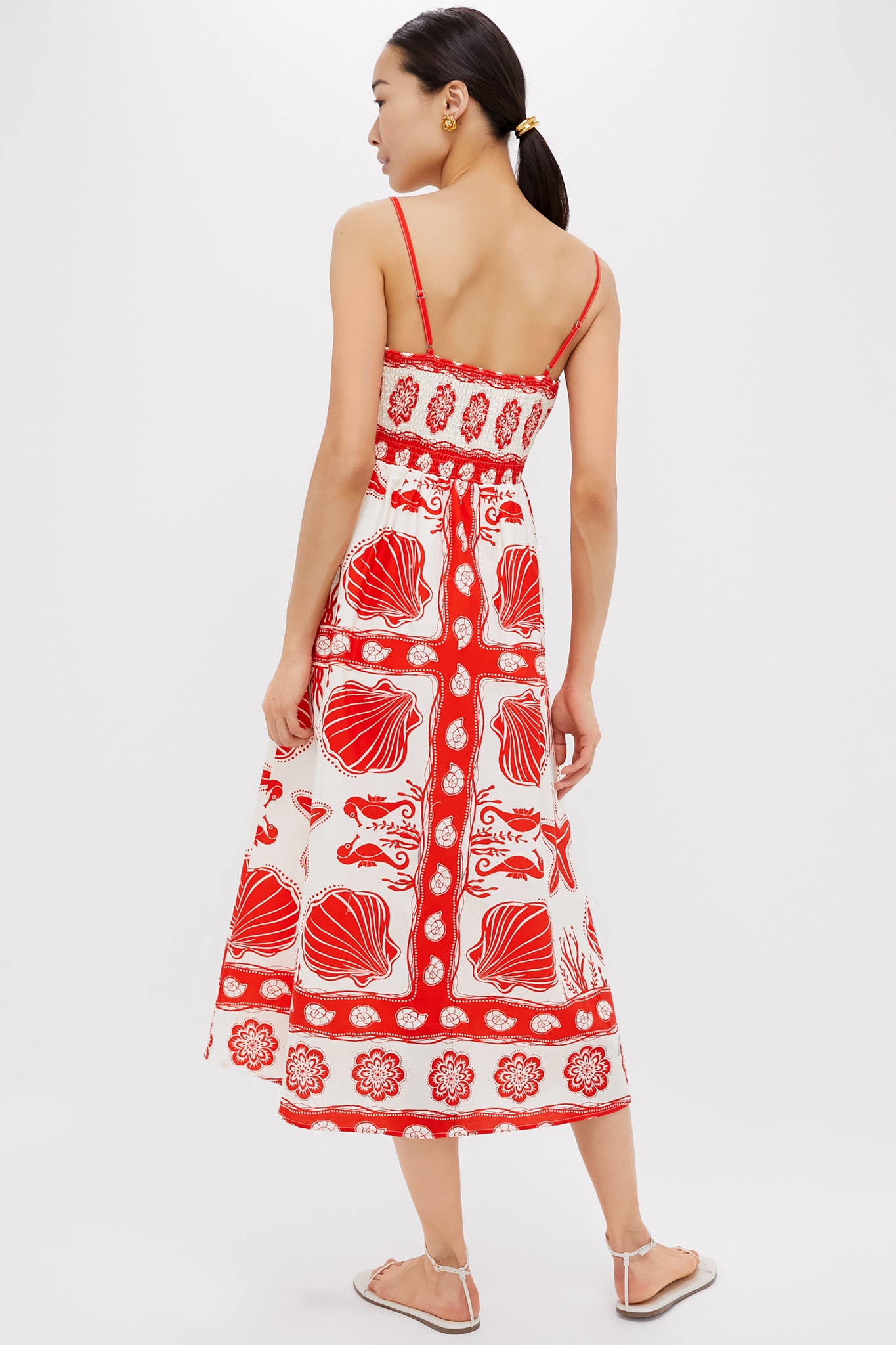 Red Multi Shell Midi Dress