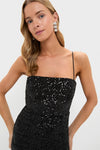 Black Sequin Carmen Column Midi Dress